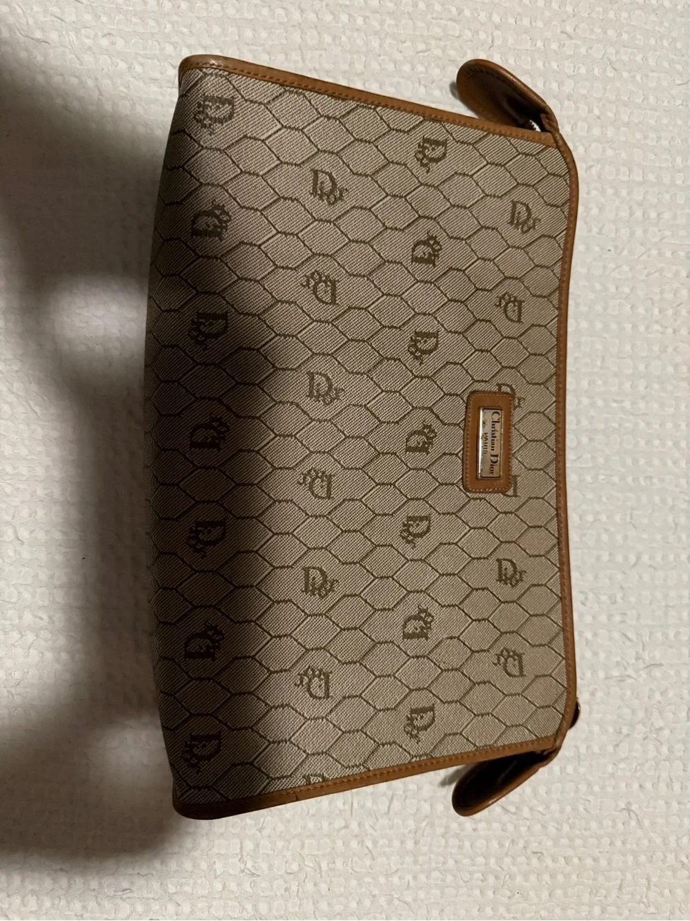 Dior Beige and Brown Monogram Canvas Clutch